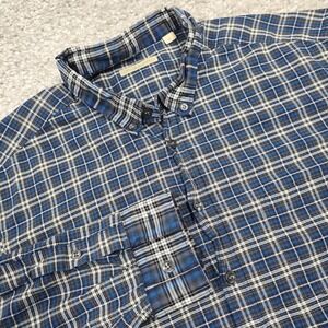 Burberry‎ Brit Shirt Men XL Blue Plaid Button Front Long Sleeve Casual READ